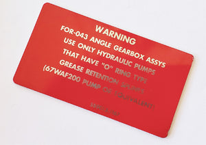 RP201 - Gear Box Label (SS9013-1167)